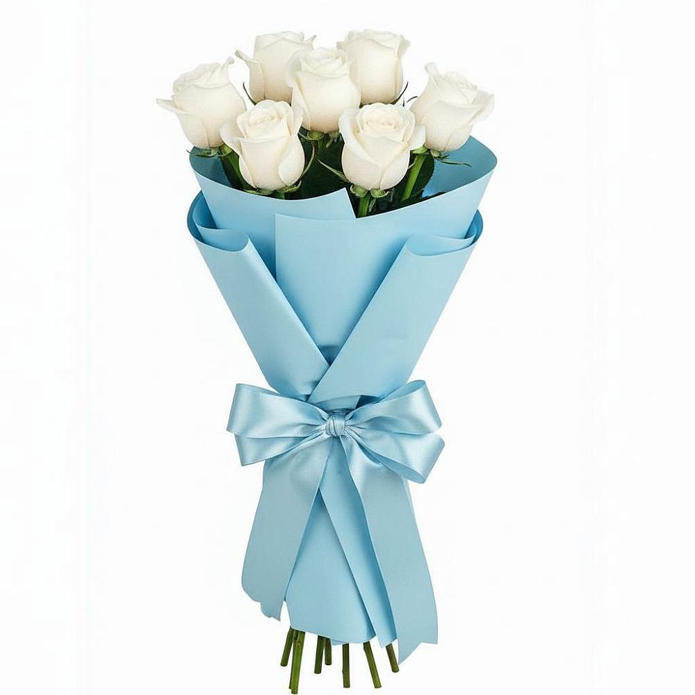 Букет 7 белых роз Проуд в Индустрие