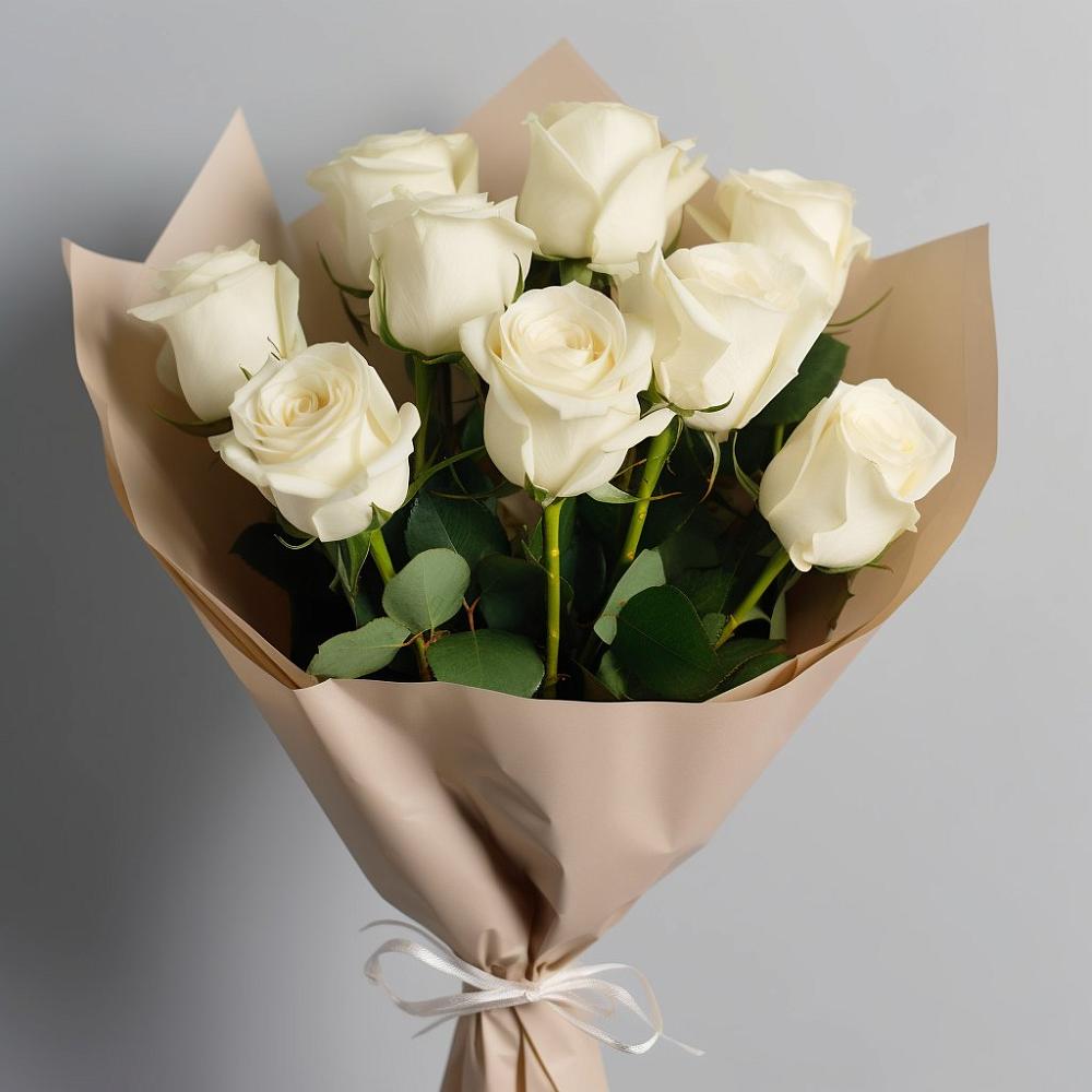 Букет 9 Белых роз Эдлесс Лав в Индустрие