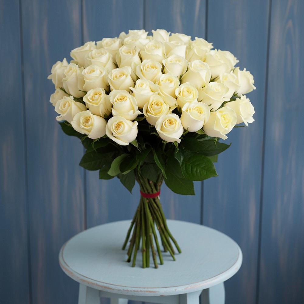 Букет 51 Белая роза Эдлесс Лав в Индустрие
