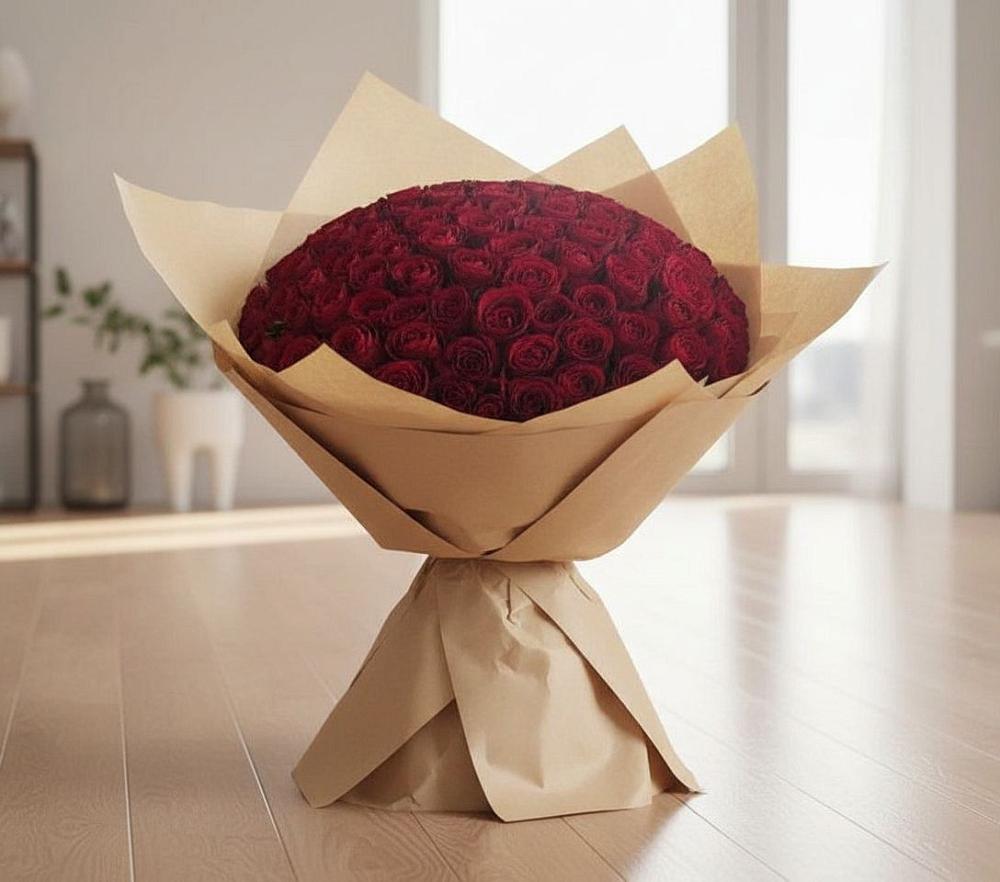 Букет 101 Красная роза в Индустрие