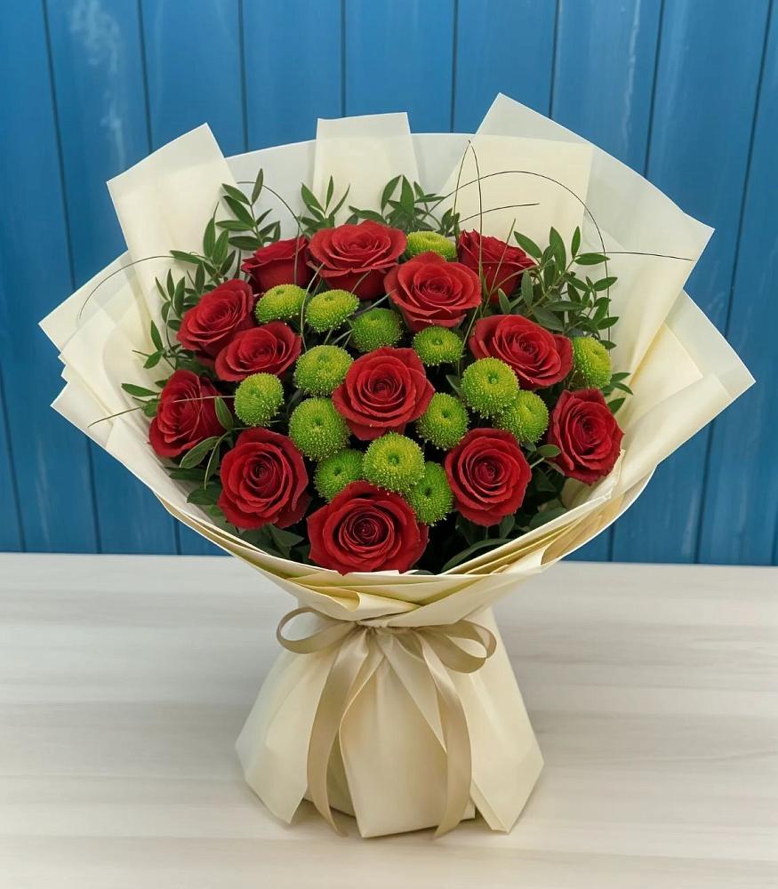 Букет цветов из: Розы и Хризантемы в Индустрие